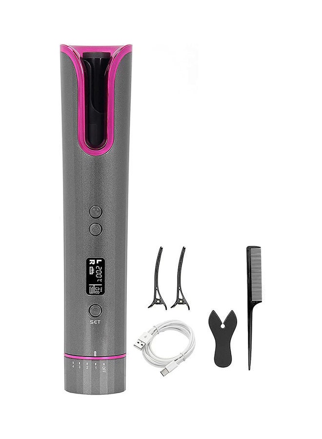 Portable Wireless Automatic Hair Curler with Smart LCD Display Grey Color 25x10x6.8cm Rechargeable via USB