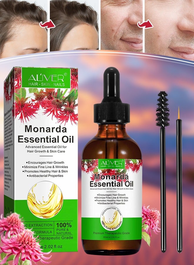 60ml Monarda Oil for Hair Growth 100% Pure Natural Co2 Extraction Monarda Essential Oil for Hair & Skin Reduce Fine Lines & Wrinkles Promotes Hair Eyelash Eyebrow Growth & Antibacterial