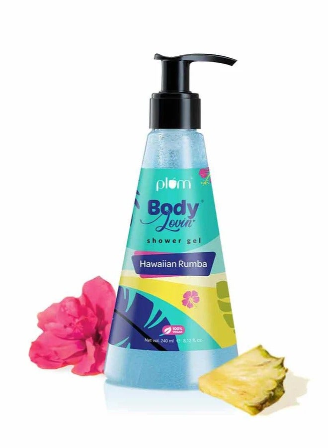 Plum BodyLovin Shower Gel Hawaiian Rumba Shower Gel Body Wash for All Skin Types Hydrating Fresh Beachy Fragrance 100% Vegan 240ml