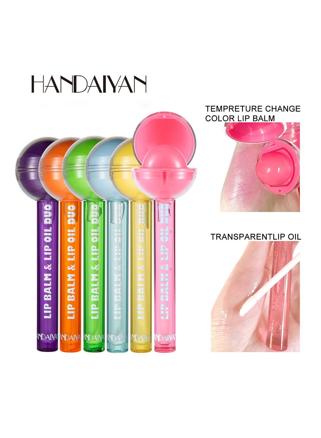 6 Piece 2 IN 1 Lip Balm and Lip Oil Duo