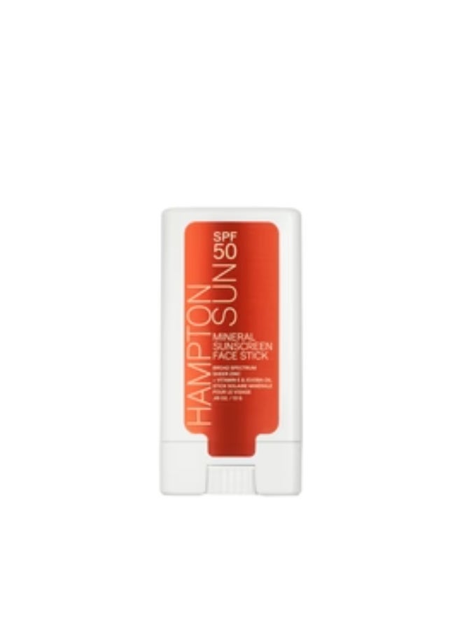 SPF 50 Mineral Face Stick 0.45 oz. | Convenient Broad Spectrum Zinc Oxide Mineral Sunscreen Stick for Face | Water-Resistant Chemical-Free UVA UVB Sun Protection | Reef-Safe No-Rub Mineral Face SPF Stick
