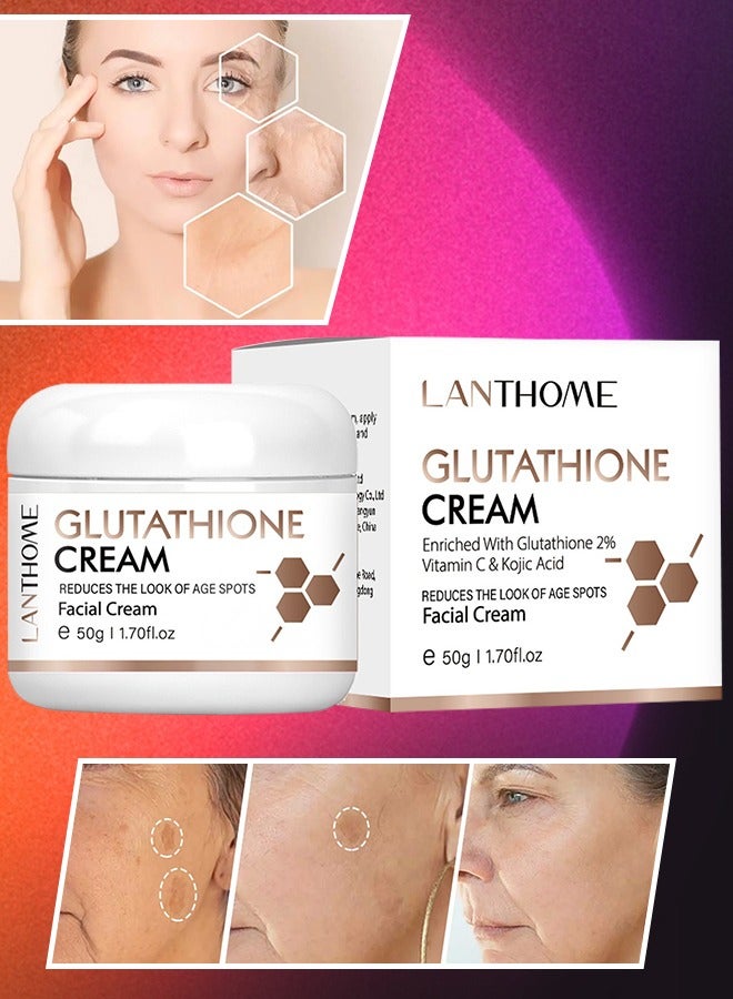 Glutathione White Cream Dark Spot Corrector for Face and Body Dark Spot Fade Cream Enhanced with Advanced Ingredients Improve Skin Smooth Wrinkles and Enhances Skin Radiance 50g