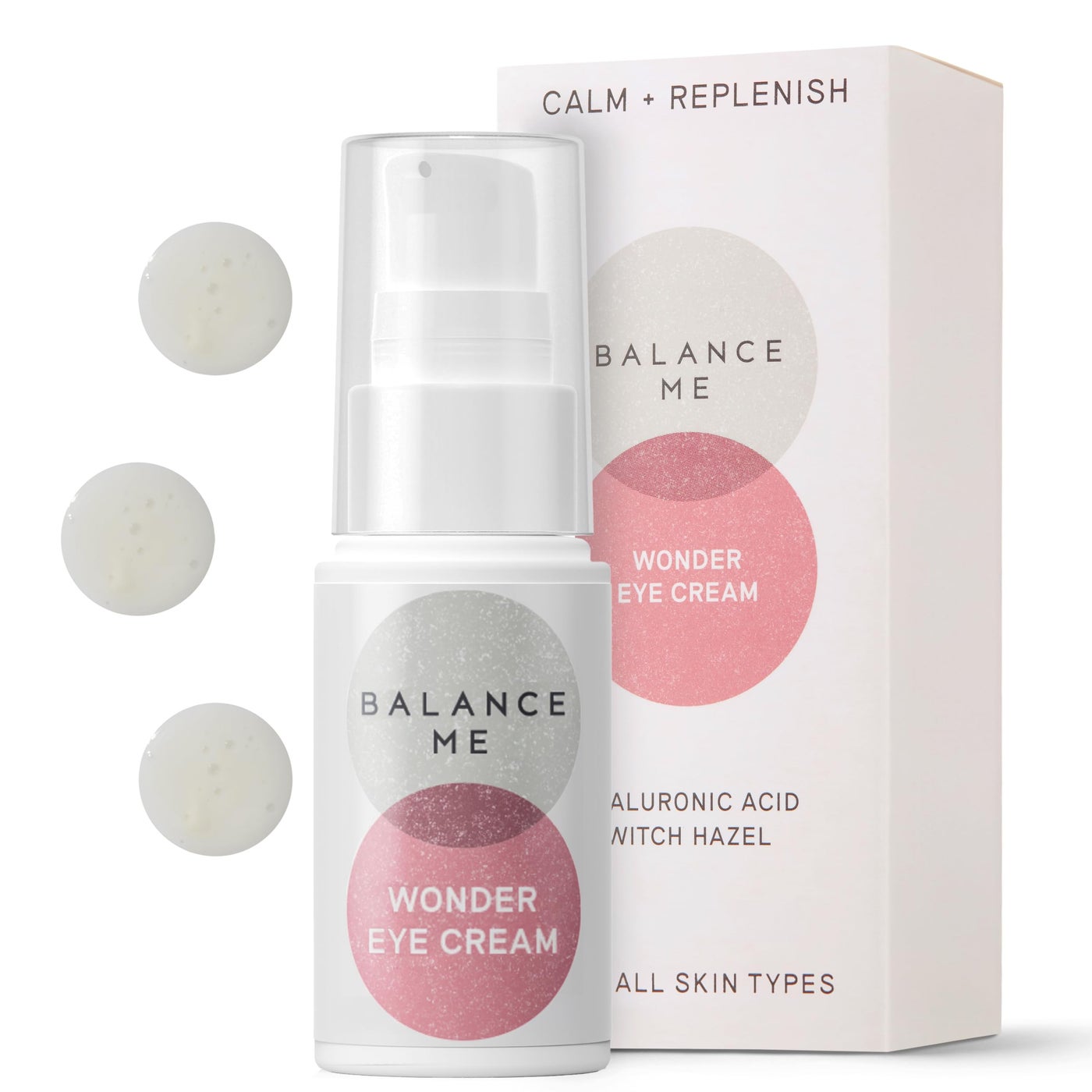 Balance Me Wonder Eye Cream, Dark Circles & Puffy Eyes Treatment with Hyaluronic Acid, Witch Hazel & Cucumber Oil, Anti-Aging, Anti-Wrinkle Eye Cream, (1 x 0.5 fl oz)