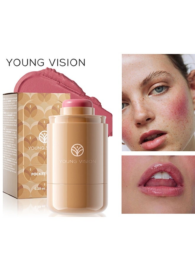 Pocket Blush Long Lasting Smooth Lipstick Blush Stick, Matte Highly Chroma Blusher Paste, Waterproof Blusher Cream #01