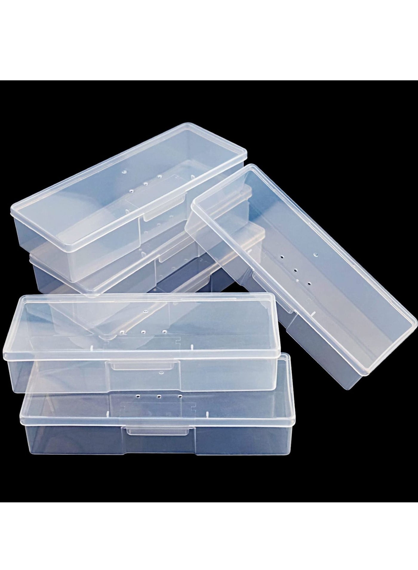 Manicure Tool Box, 6 Pieces Clear Box for Nail Tool, Transparent Personal Nail Box for Manicure, Plastic Nail Art Tool Box Storage Organizer Case Container for Organizing (7.5x2.5x1.5 Inch)