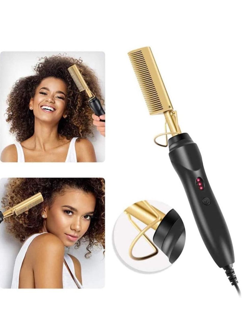 2 in 1 Hot Comb Straightener Electric Hair Straightener Hair Curler Wet Dry Use Hair Flat Irons Hot Heating Comb For Hair