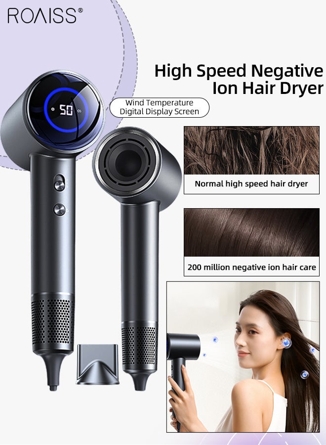 Negative Ion Hair Dryer, Fast Drying, Multiple Depth Noise Reduction Hair Dryer LED light temperature display, Professional High Speed Hairdryer 4Temps /2Speeds, Suitable for Home Travel Dormitory