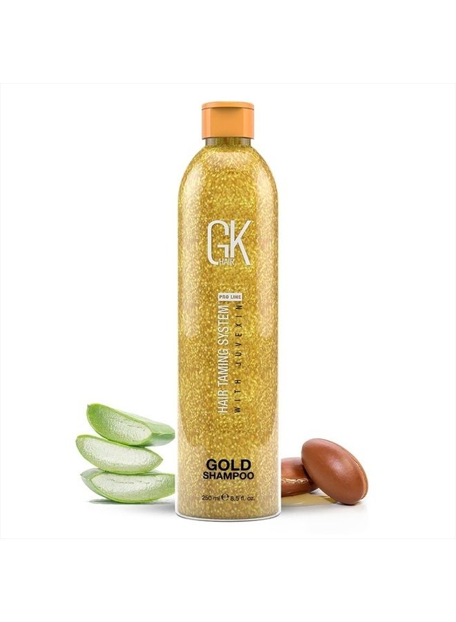 Global Keratin Gold Shampoo (8.5 Fl Oz/250ml) Hair Moisturizing Shine and Protection With Argan Oil, Shea Butter, Natural Oils All Hair Types