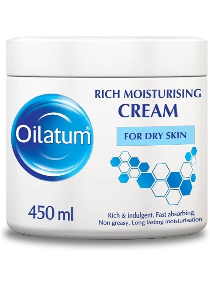 Oilatum Rich Moisturising Cream 450ml – Fast-Absorbing Hydration for Dry Skin