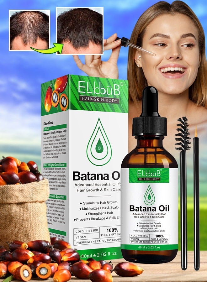 60ml Natural Batana Oil for Hair Care Hair Conditioner Oil for Thin Hair Repair Damaged Hair Nourishes Thin Hair Scalp Skin and Loss Hair Growth Fit for All Hair Types Raw Batana Oil