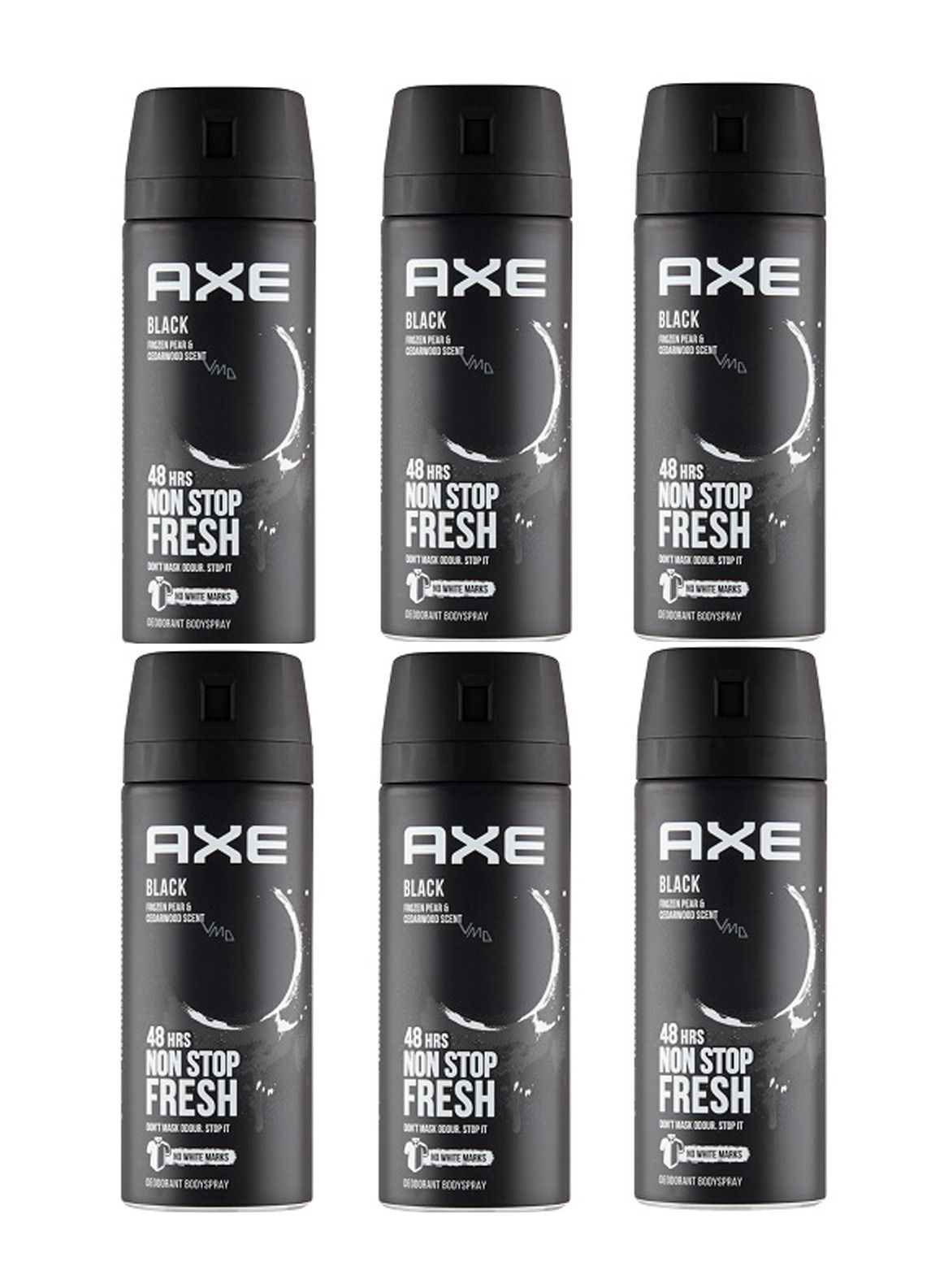 Non Stop Fresh Black Body Spray Deodorant 6x150ml