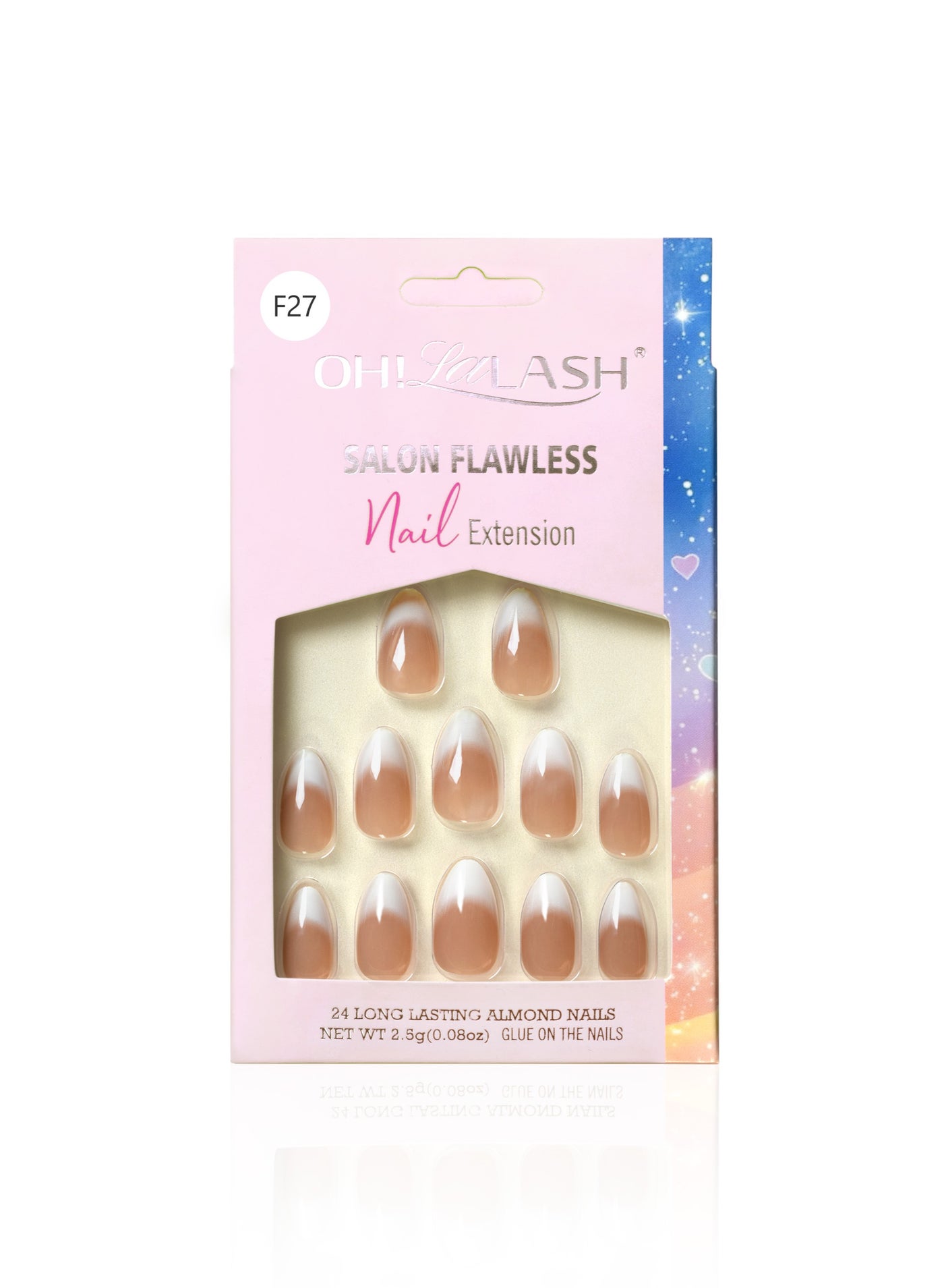 24pcs Simple French white-rimmed nails