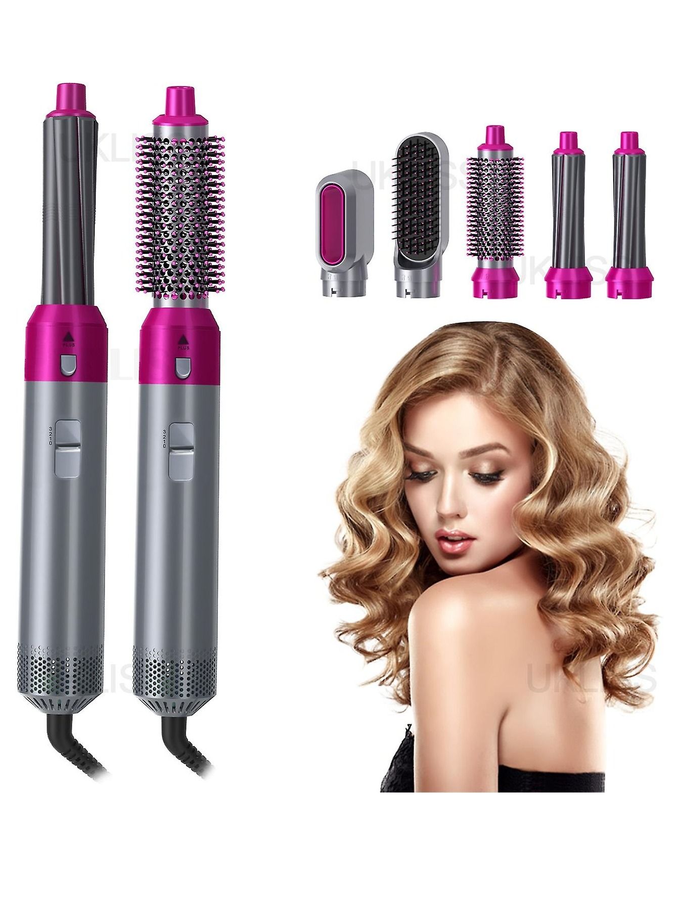 5 in 1 Hair Dryer Brush with Hair Volumizer,Hot Air Brush,Scalp Massager,Curler and Straightener for Women Hair Styling