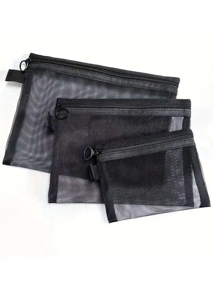 Lightweight Mesh Travel Toiletry Bag Set with Zipper Closure - Fabric Makeup Organizer Bags for Cosmetics, Accessories - Hand Washable Minimalist Design - Multipurpose Coin Purses & Organizers