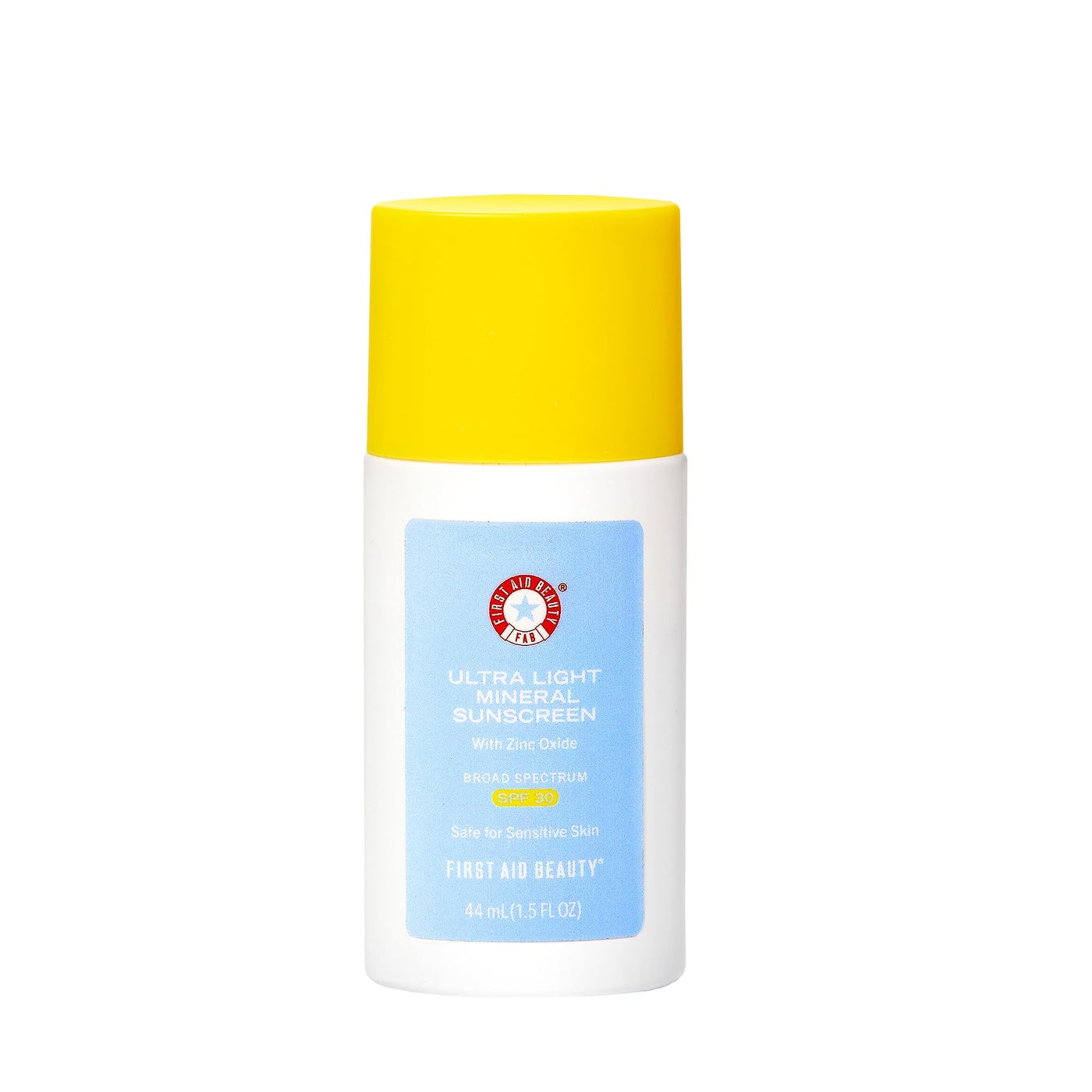 First Aid Beauty - Weightless Liquid Mineral Sunscreen with Zinc Oxide Broad Spectrum SPF 30, Luxuriously Light Ultra Sheer Tint for Everyday Use, Non-comedogenic, Safe for Sensitive Skin, 1.5 oz