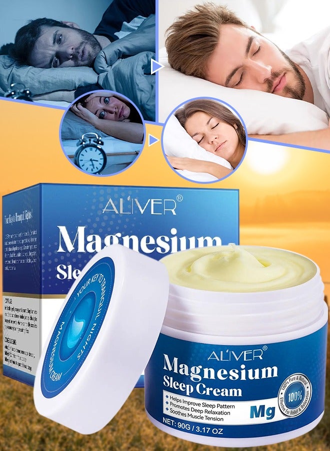 90g Magnesium Sleep Cream Pure Magnesium Body Cream 100% Pure Natural Magnesium Cream for Better Sleep Relief & Relaxation Relieve Muscle Tension Organic Magnesium Cream for Legs Arms Neck Wrist Thigh