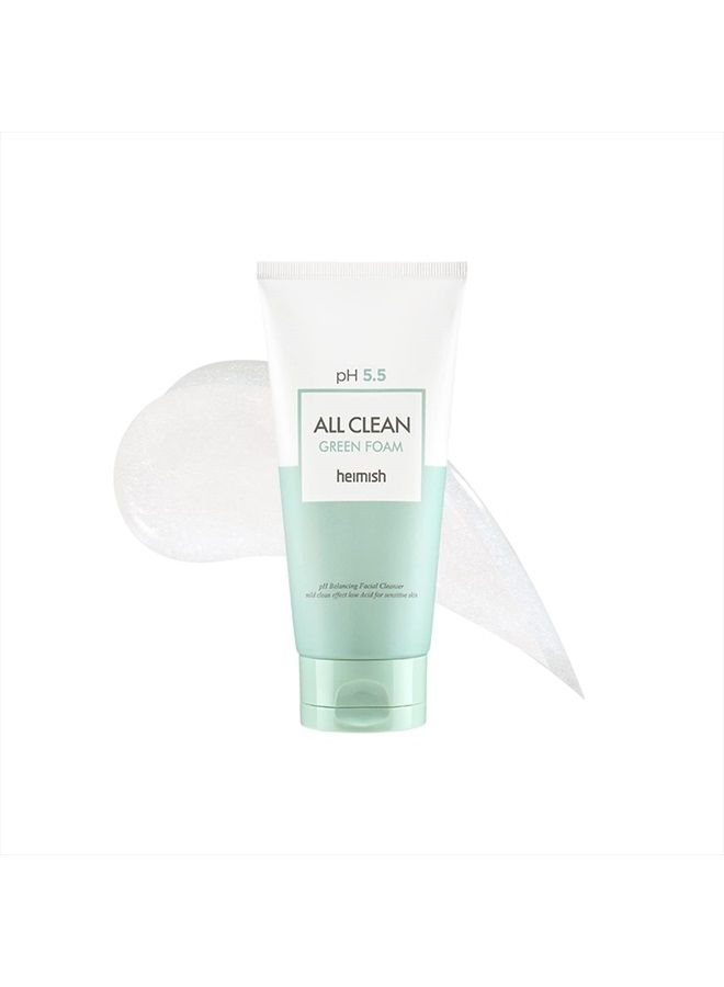 [heimish] All Clean Green Foam 5.3oz /150g | PH 5.5 balancing Wash & Exfoliating Facial Cleanser | Daily Care Cleansing Face wash, Sebum control, Acne treatment, Wash for Deep pore cleansing