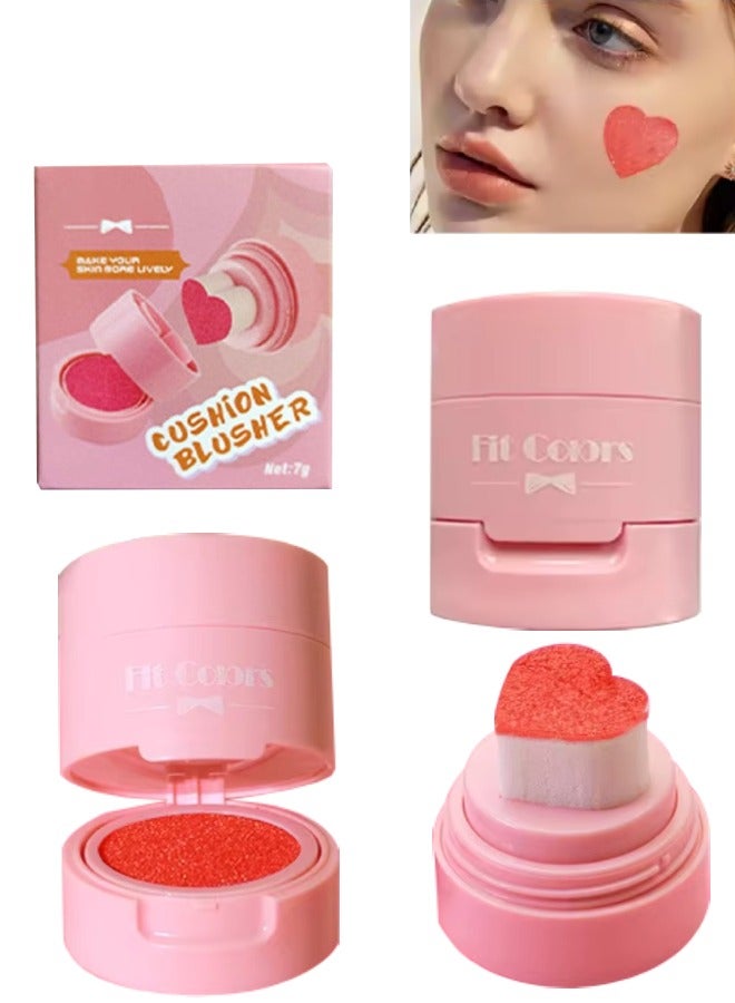 Cushion Blusher for Face Air Cushion Blush Natural Blusher for Cheeks Shimmer Face Highly Pigmented Blush Makeup Long lasting Loose Powder for Blush Eyeshadow and Lipstick 7g 03