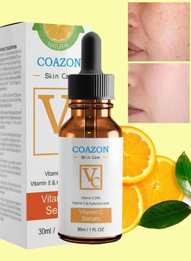 Vitamin C Serum for Face with Vitamin E and Hyaluronic Acid Boost Skin Collagen Hydrate and Plump Skin Anti Aging and Wrinkle Facial Serum Brightening Skin Corrector 30ml
