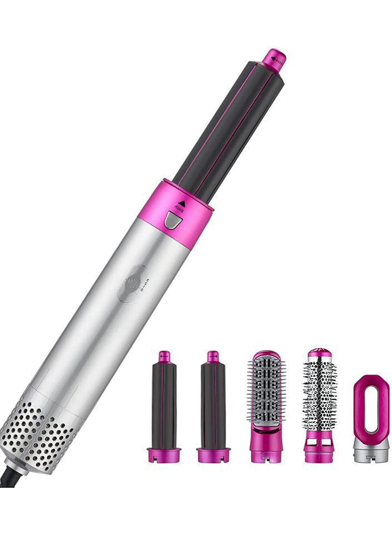 Hair Dryer Brush Set 5 in 1 Blowout Brush Negative Ion Detachable Hair Dryer Styler Volumizer Hot Air Hair Dryer Brush with 2 Styling Brush Heads for Straightening Curling Drying Combing Scalp Massage