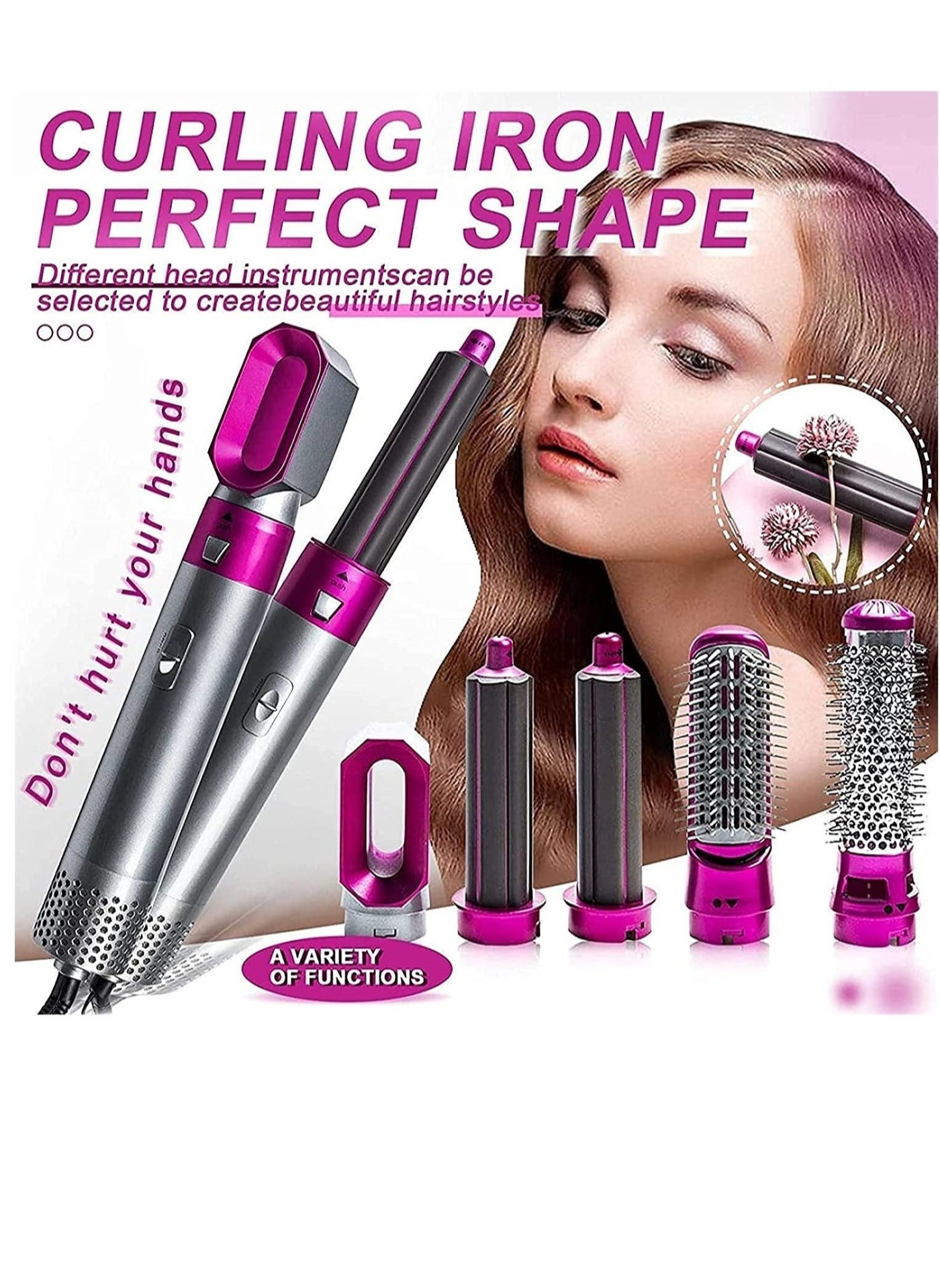 Hair Dryer Brush 5 In 1 Hair Blower Brush Hot Air Styler Comb One Step Hairdryer Electric Blowing Hair Dryer Auto Curling Iron