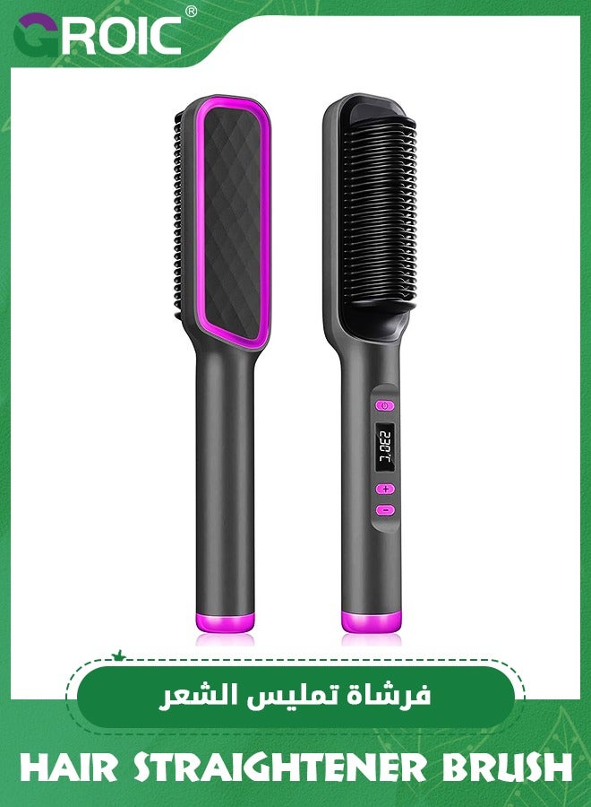 Hair Straightener Brush Comb,  Hair Straightener Brush Straightening Comb for Women with 4 Temp 20s Fast Heating & Anti-Scald