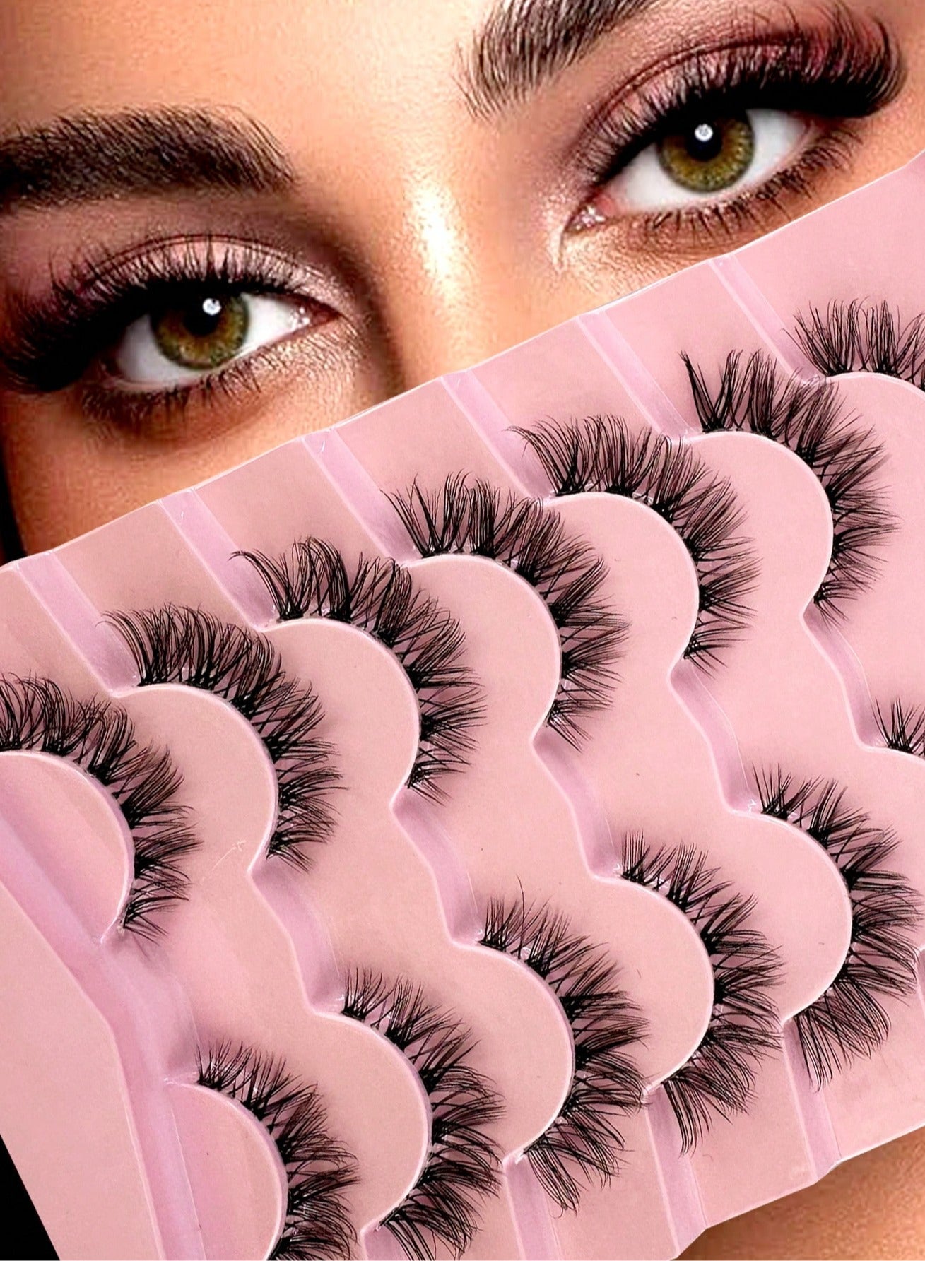 ( 7 Pairs)Fluffy Messy Faux False Eyelashes,Soft Curly False Lashes,Reusable  False Eyelashes Volume & Thickness Eyelashes for Make up