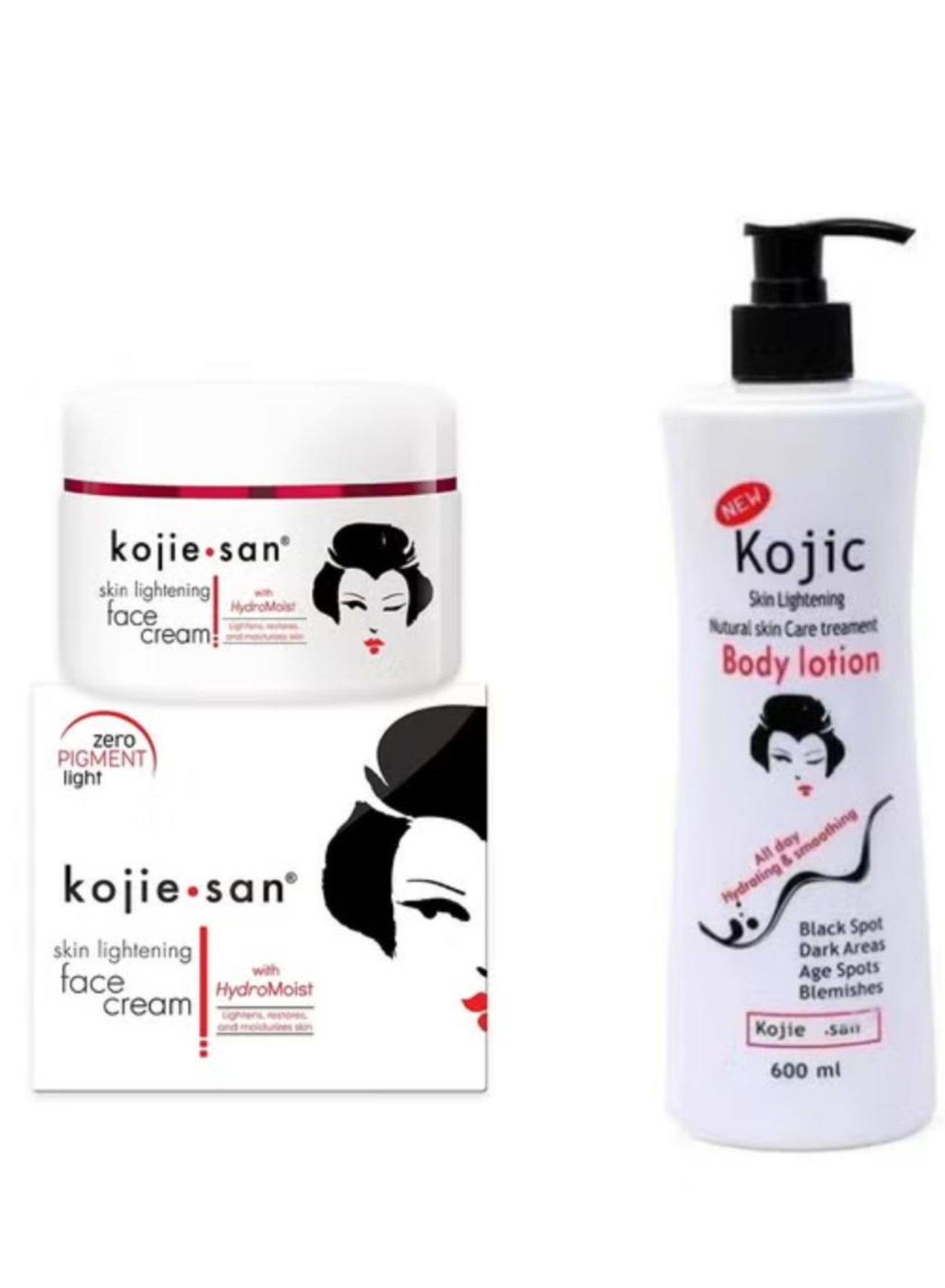 Set 2 Pcs Kojic For Lightening Natural Skin Care Treatment Body Lotion 600 ml + Skin Lightening Face Cream With HydroMoist 30g