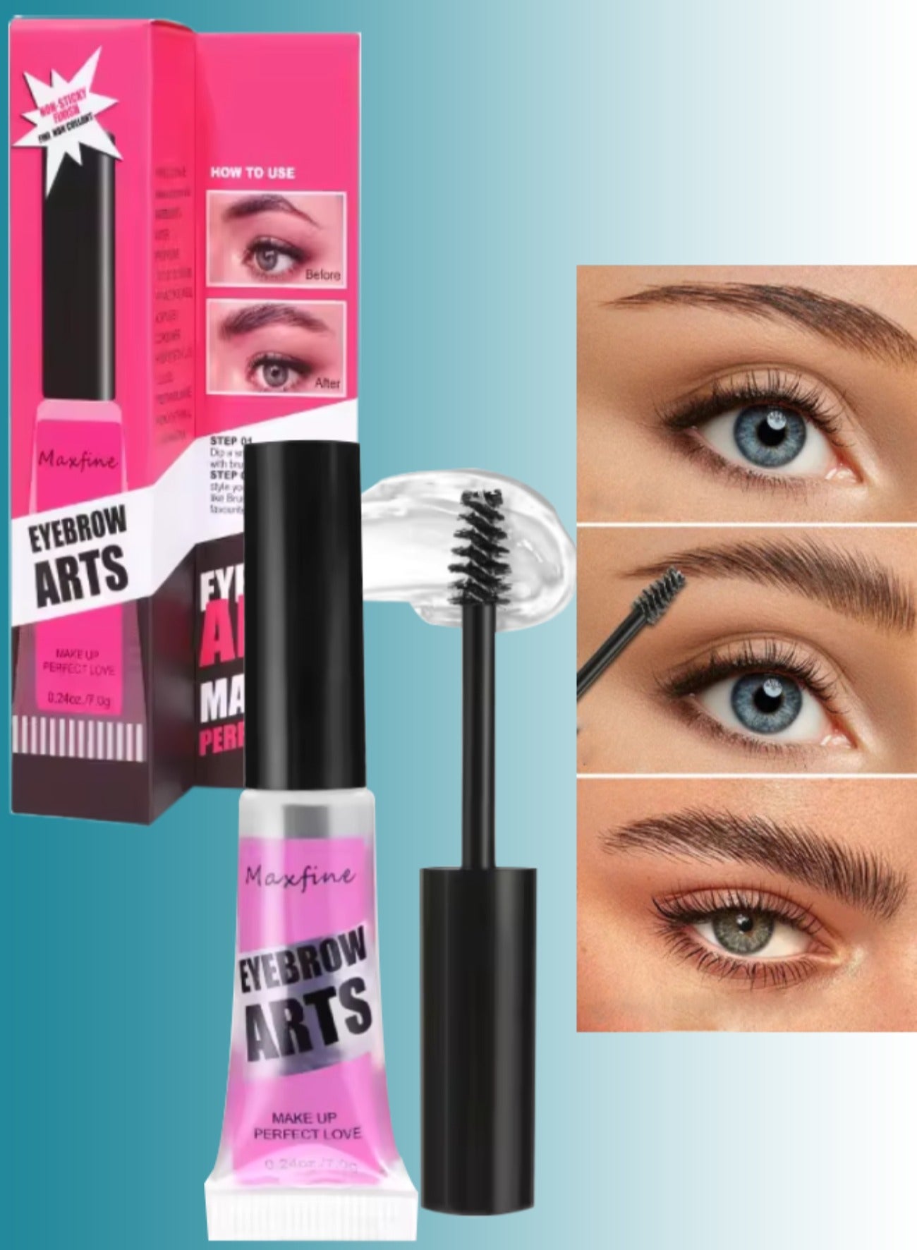 Eyebrow Arts Clear Brow Styling Glue Long Lasting Quick Drying Sweat proof and Waterproof Eyebrow Glue with Spiral Brush Transparent Brow Setting Gel Natural Look Eyebrow Styling Gel