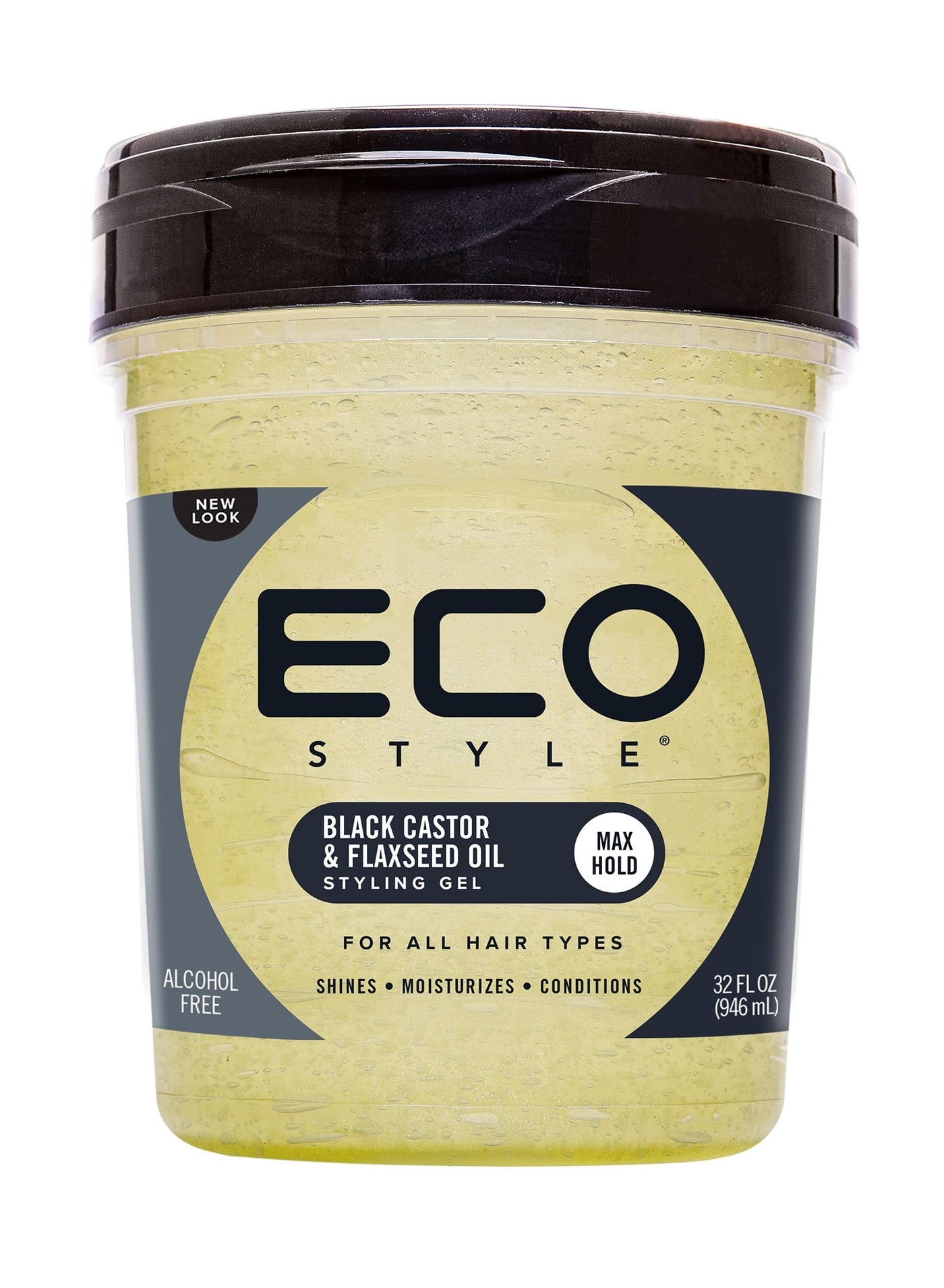 Eco Styler Black Castor Flaxseed Oil Gel | 946ml Strong Hold | Alcohol-Free Styling Gel for Frizz Control, Moisture & Shine | For All Hair Types