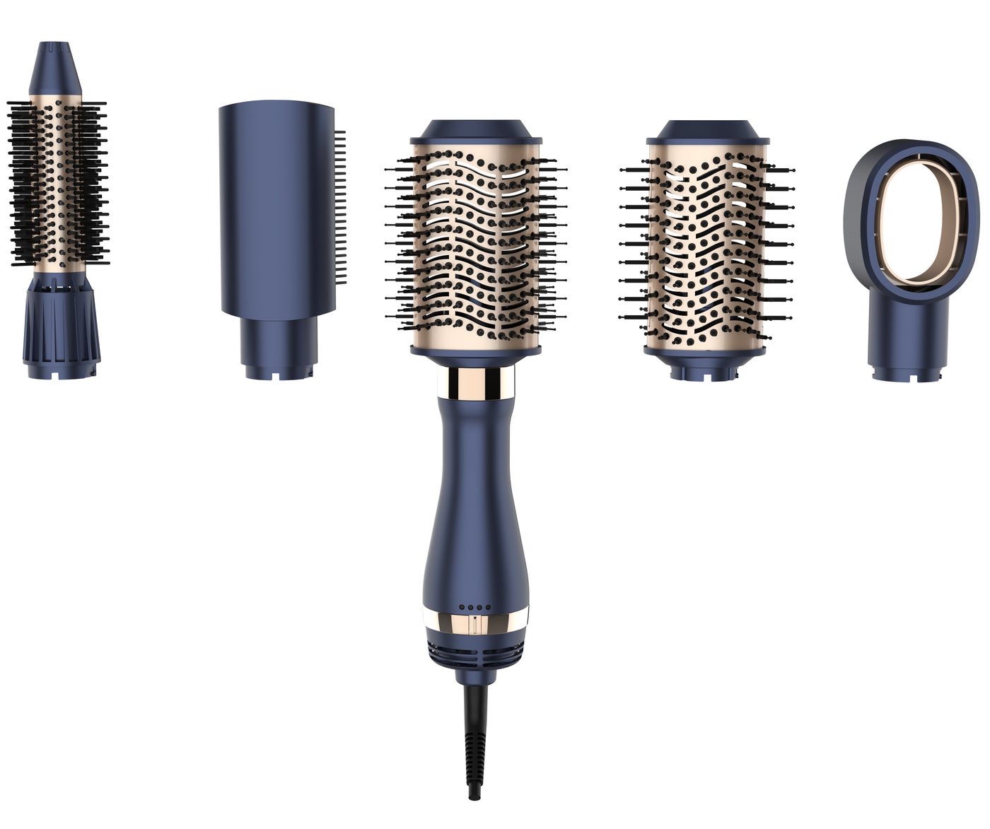 5 in 1 Air Brush Styling Set with Straightening & Curling Tool / 5 Styling Modes / Cool & Hot Air Function / Hair Dryer Function / Adjustable Heat Levels - Gold