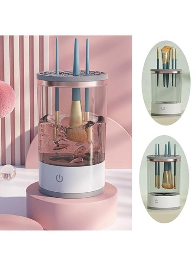 Makeup Brush Cleaner,Electric Makeup Brush Cleaning Machine, Automatic Cosmetics Brush Cleaning Tool & Dryer, Dust-proof Beauty Brushes Organizer, Multi-functional Gift for Women Mom Wife