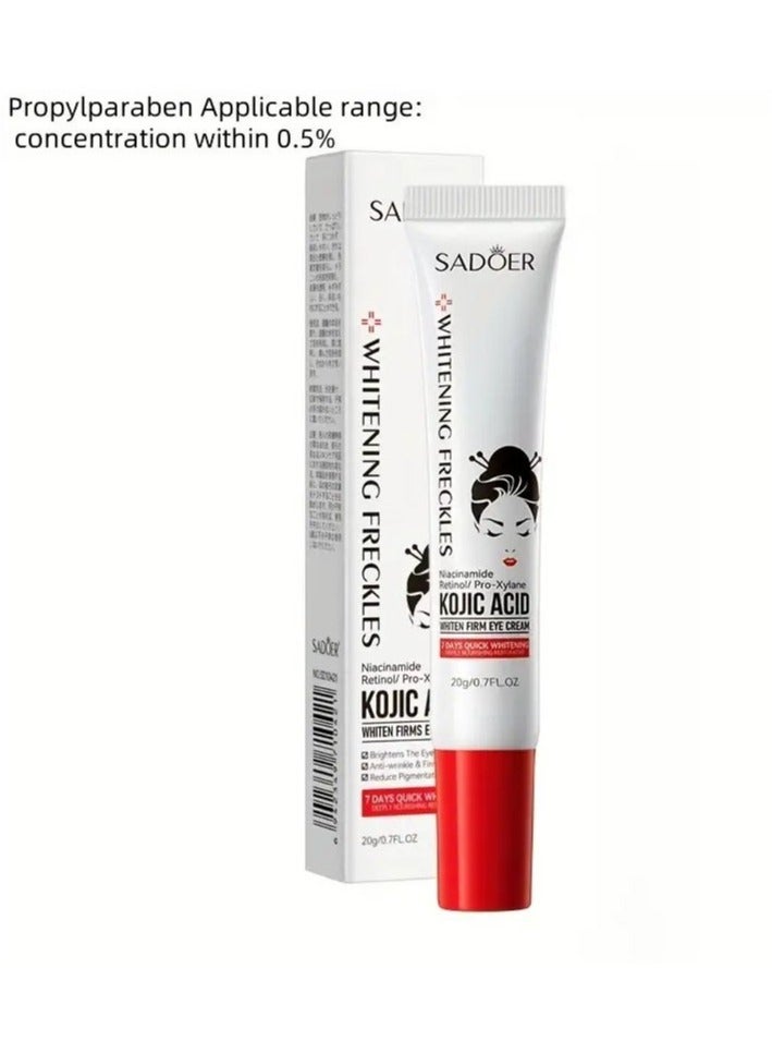 1PC Kojic Acid Skin Tone Balancing Brightening Eye Cream with Hyaluronic Acid, Plant-Based Squalane - Glycerin Enriched, Formaldehyde-free, Moisturizing Anti-Wrinkle Cream for All Skin Types 20g