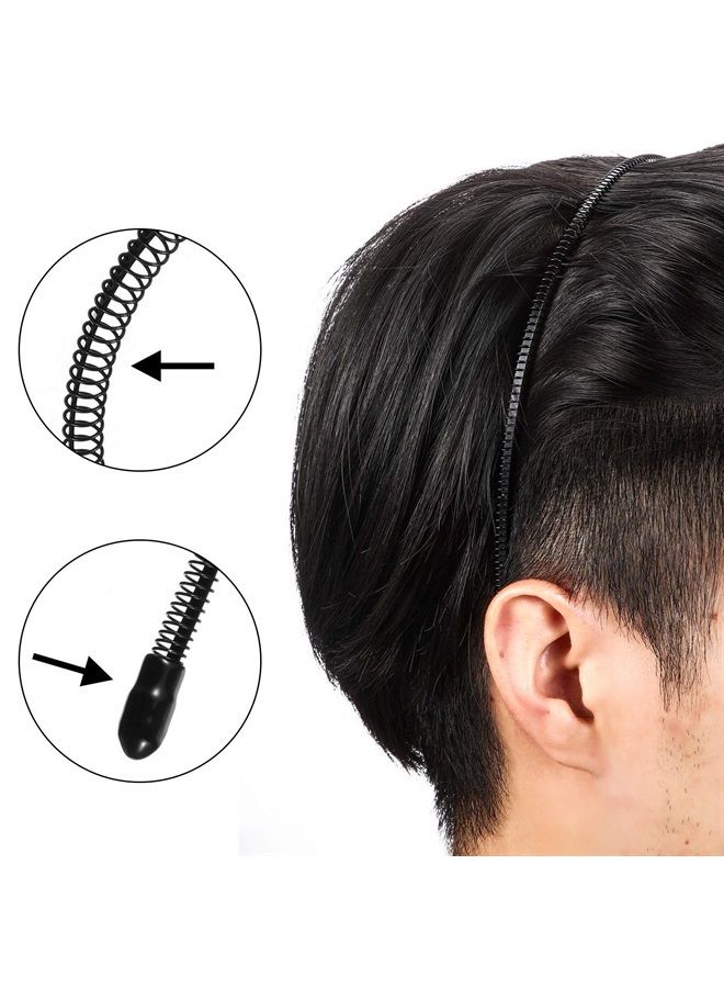 Unisex Hair Band Metal Headband Black Hair Hoop Spring Wavy Nonslip Men Women Sports Fashion Headwear