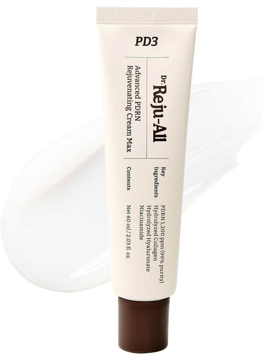 Advanced PDRN Rejuvenating Cream Max – 99% Pure Salmon DNA PDRN Face Moisturizer – Optimal 1200ppm Concentration for Glow Skin – Korean Anti-Aging Skin Care Face Cream - 60ml