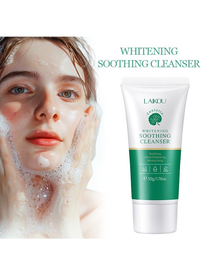 Centella Whitening Soothing Cleanser，Centella Soothing Gel Cream ,Deep Hydrating Botanic Ingredients With Centella Asiatica, Face Moisturizer For Skin Barrier ,Repair Firm Skin Face Moisturizing & Nourishing For Women 50g