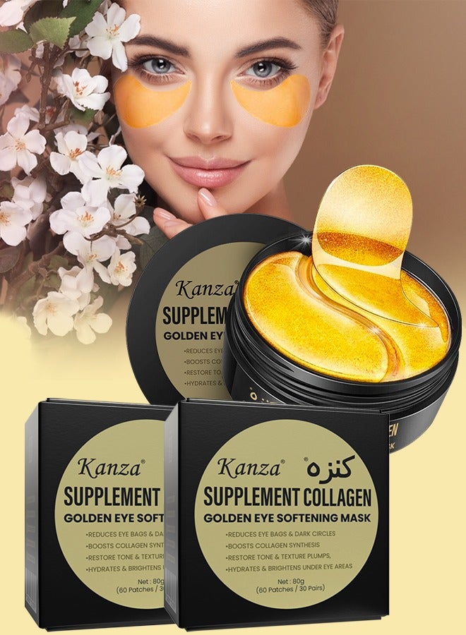 120 Pcs Supplement Collagen Eye Mask (60 Pairs) Under Eye Patch for Eye Bags & Anti-Aging Treatment Reduces Dark Circles Puffiness Anti Wrinkle Eye Mask, Eye Gel Patch Hydrogel Eye Patch Set