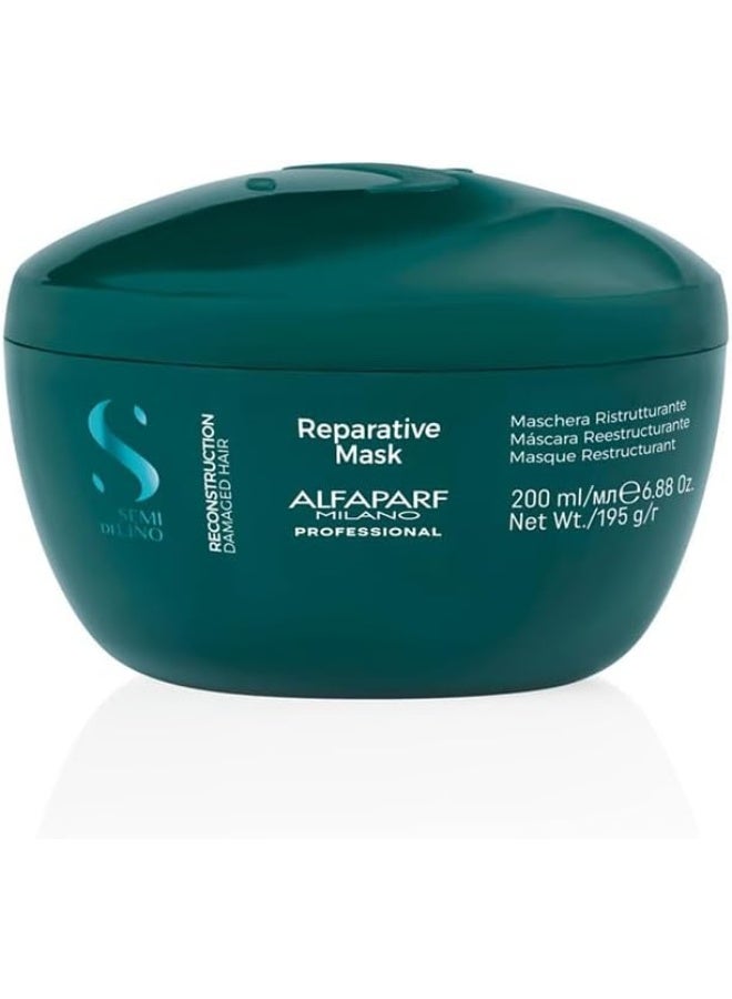 Semi Di Lino Reconstruction Reparative Mask 200ml | Intensive Repair Hair Mask for Damaged, Weak And Chemically Treated Hair, Deep Nourishment And Strengthening Care