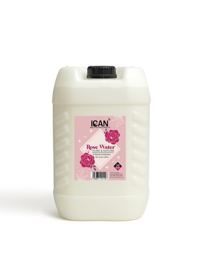 ICAN London Pure Rosewater 20 Litre – Natural, Gentle, Hydrating for Skin, Hair, Beauty & DIY Use