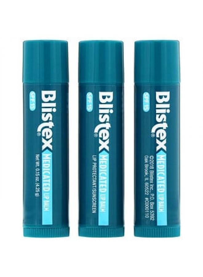 Blistex Medicated Lip ProtectantSunscreen SPF 15 Original 3 Balm Value Pack 0.15 oz 4.25 g Each