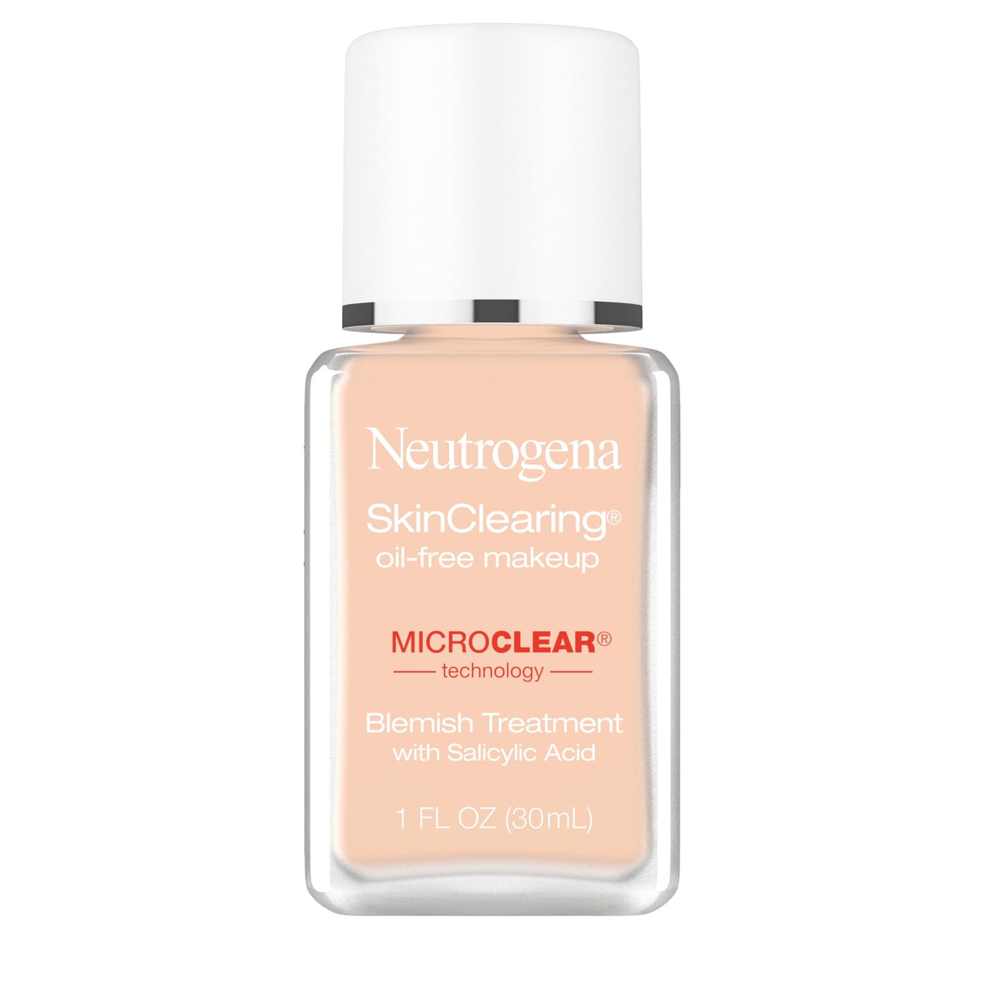Neutrogena SkinClearing Oil-Free Acne and Blemish Fighting Liquid Foundation with Salicylic Acid Acne Medicine, Shine Controlling, for Acne Prone Skin, 80 Medium Beige, 1 fl. oz
