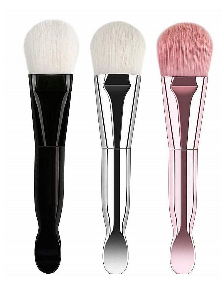 3pcs Soft Hair Fiber Facial Mask Brush , Facial Mud Mask Applicator Brush Beauty Tool Double Head Design, Silicone Cosmetic Scrapers, Soft Hair Fiber Facial Mask Brush, Serum,Facial Mud Applicator