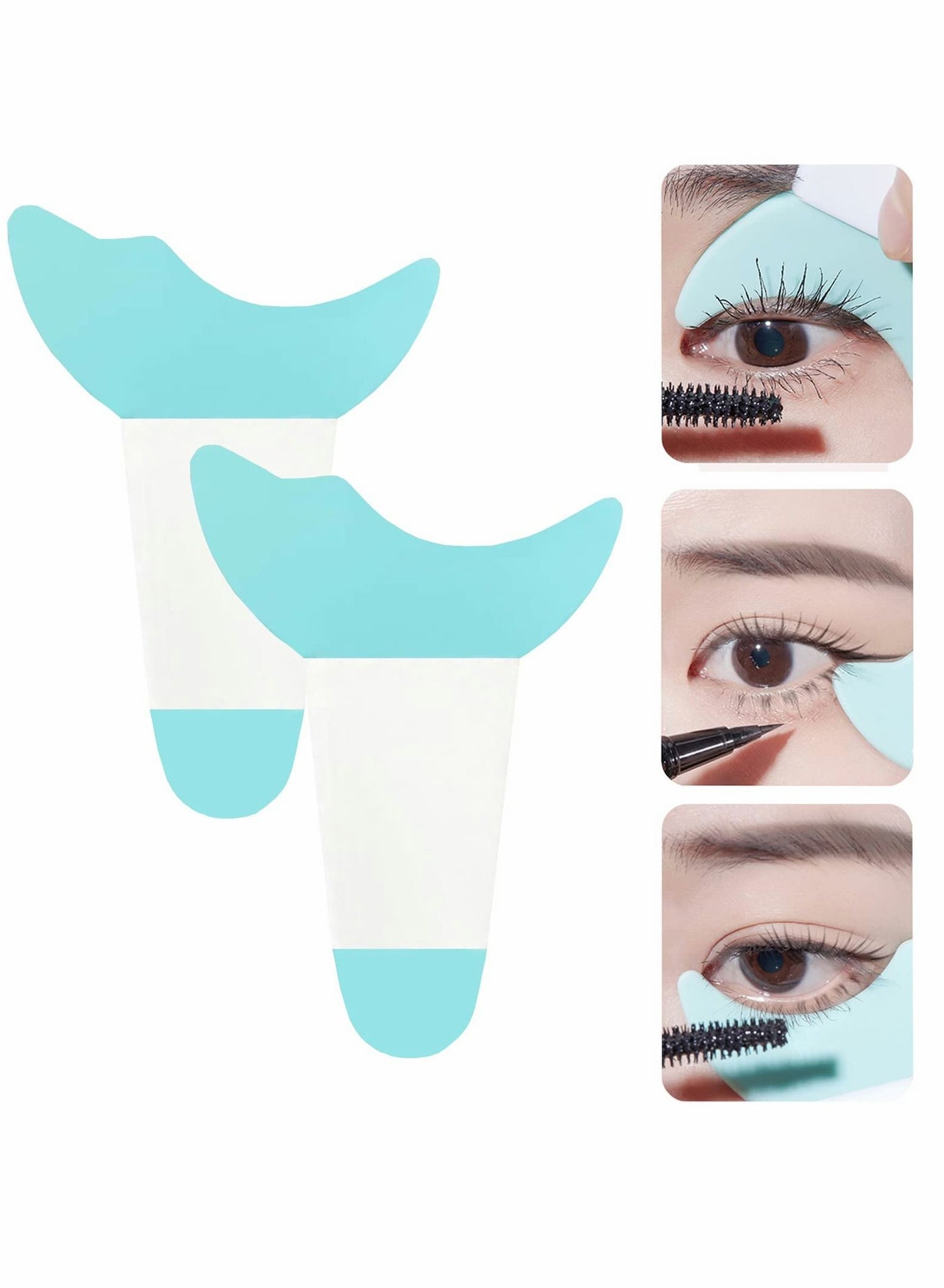 Eye Makeup Tool, Eyelash Eyeshadow Silicone Auxiliary Protection Reusable Prevent Soiling Tool Suitable for Professional Artists Beginners 2 Pcs, Blue