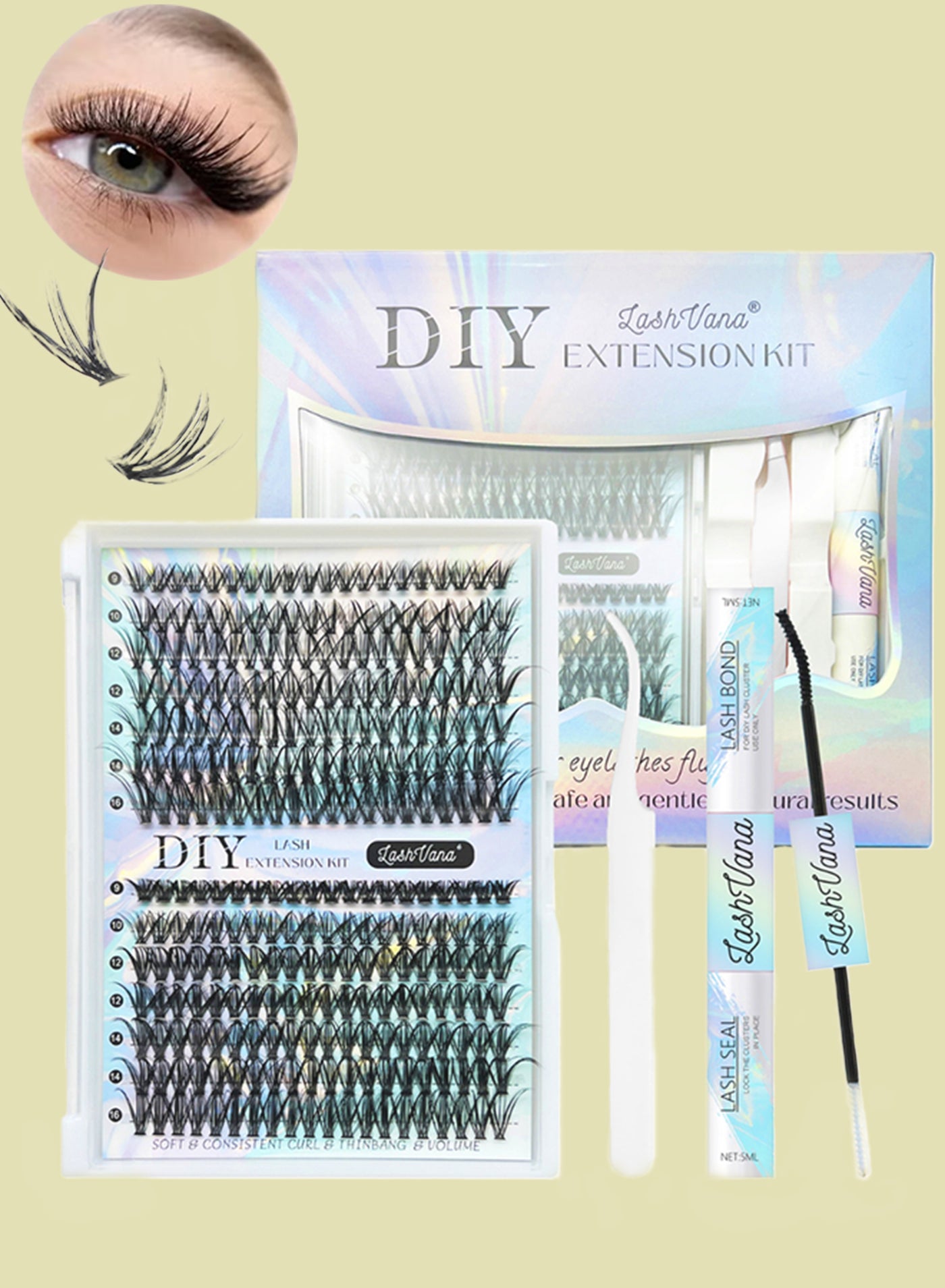 280Pcs 30D 40D Lash Clusters Lash Extension Kit with Bond and Seal Glue Remover and Tweezer DIY Clusters Lashes D Curl Individual Lash Cluster 9-16mm Mixed False Eyelash
