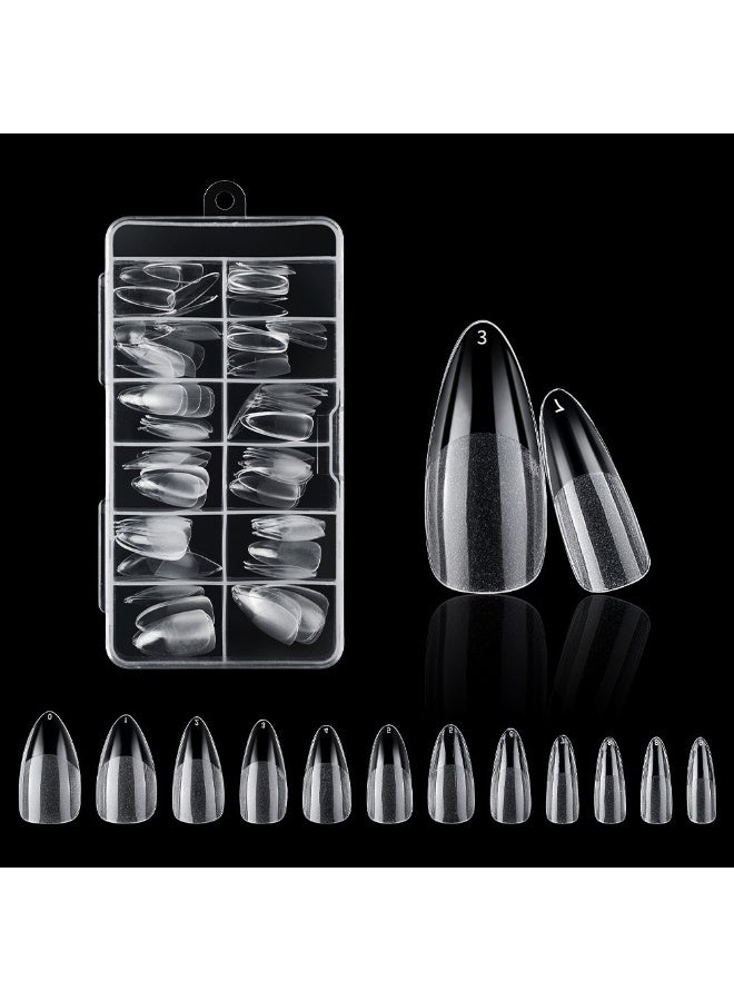 120pcs Matte Almond Press-On Nails in Transparent Box – Full Cover False Nails for DIY Manicure, Natural Look, Reusable & Customizable Tips