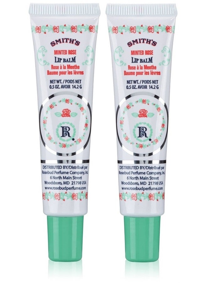 Smith's Rosebud Perfume Co. Minted Rose Lip Balm in a Tube,0.5 Ounce (Pack of 2)