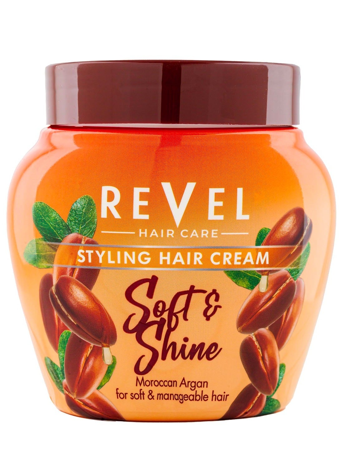 Revel Hair Care Soft & Shiny Styling Hair Cream Moroccan Argan For Men & Women 400ml, Argan Oil, Vitamin E & Panthenol, Treatment