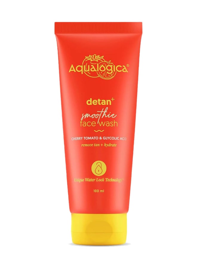 Aqualogica Detan+ Smoothie Face Wash with Glycolic Acid & Cherry Tomato for Men & Women for Tan removal, Hydrates & Gentle Exfoliates -Oily, Dry, Sensitive & Combination Skin -100ml