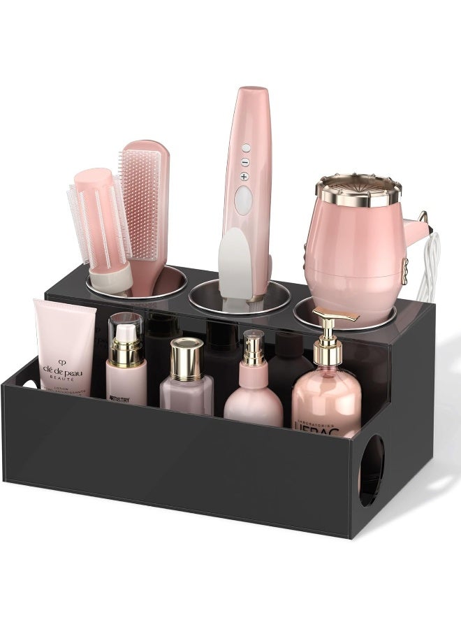 Hair Tool Organizer, Black Acrylic Hair Dryer And Styling Organizer