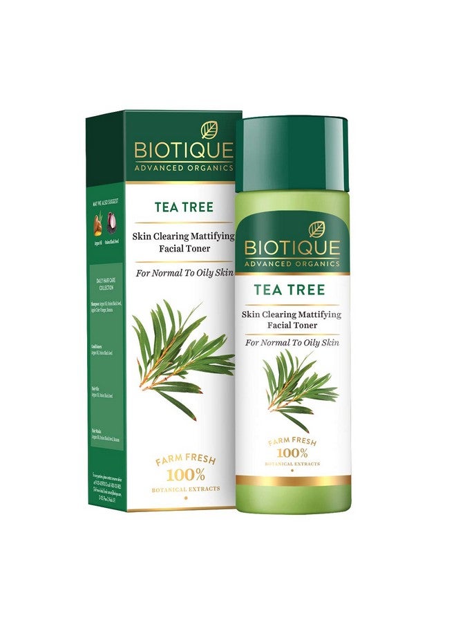 Biotique Tea Tree Skin Clearing Mattifying Facial Liquid Toner for Normal to Oily Skin Face Toner, 120ml | Treats Acne & Pimples, Tightens Pores